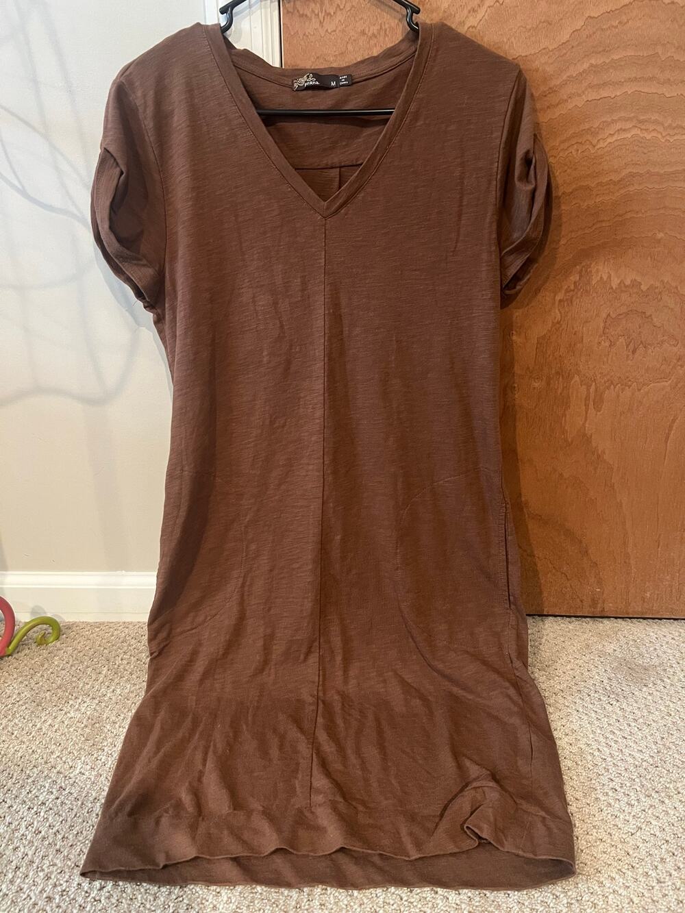 Prana Brown V-Neck Mini Dress